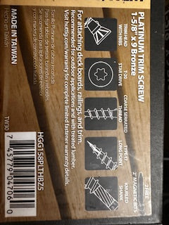 5LB 1-5/8 x 9 T-20 Platinum Trim Screws In Bronze